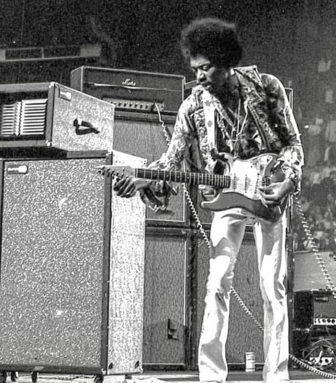 Jimi Hendrix by his amps