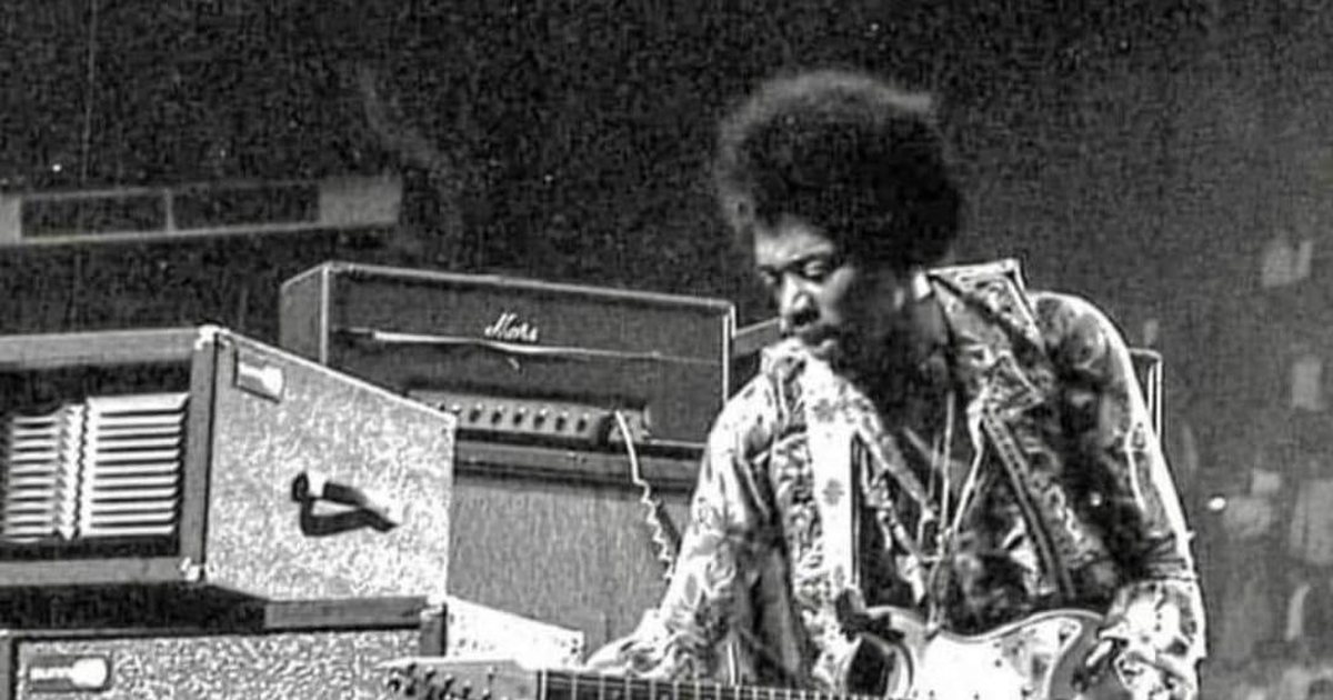 Jimi Hendrix by his amps