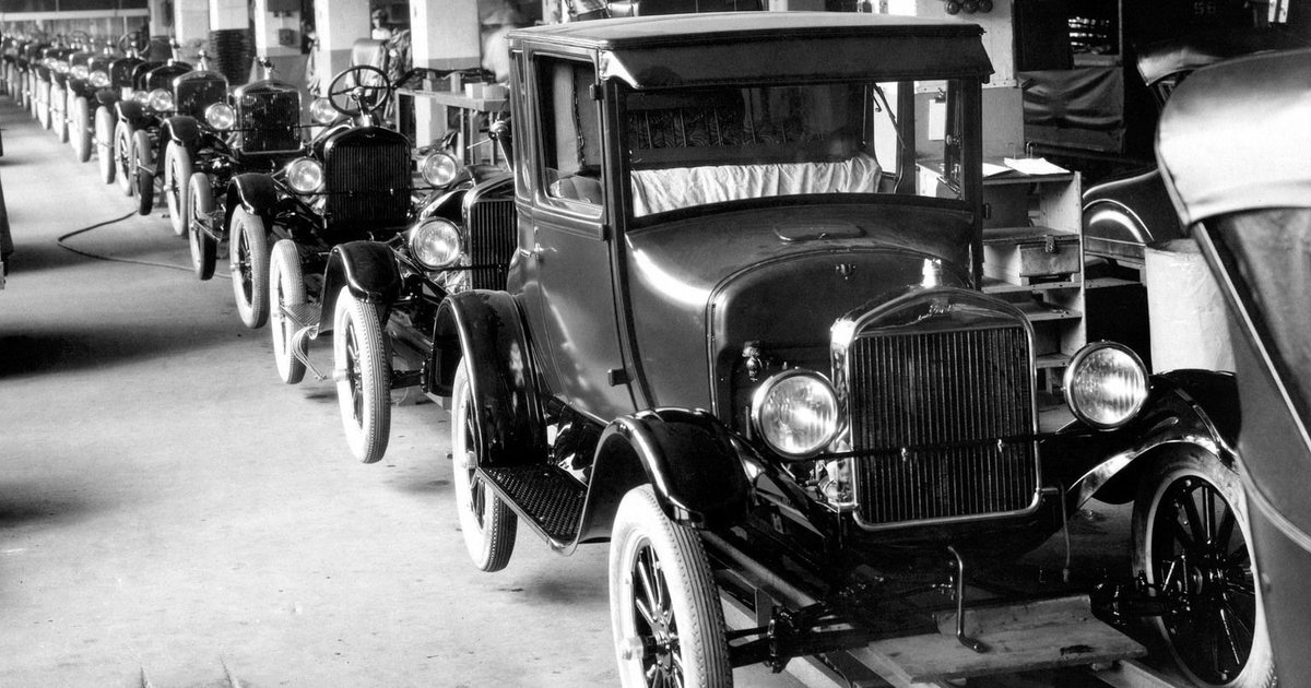 A 1920s Model T production line